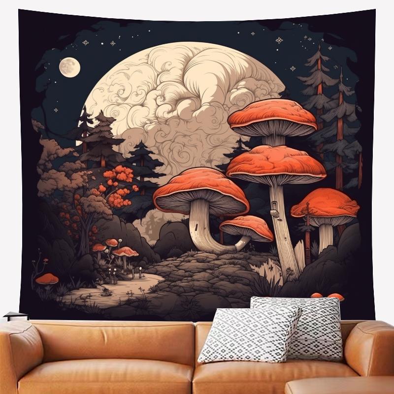 Boho Glow in the Dark Mushroom Tapestry for Living Room Bedroom Tapestry Home Wall Decor