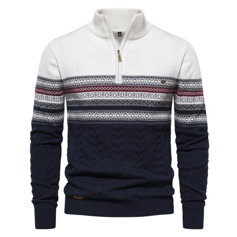 Men’s Euro Fit Stand Collar Half Zip Knit Sweater