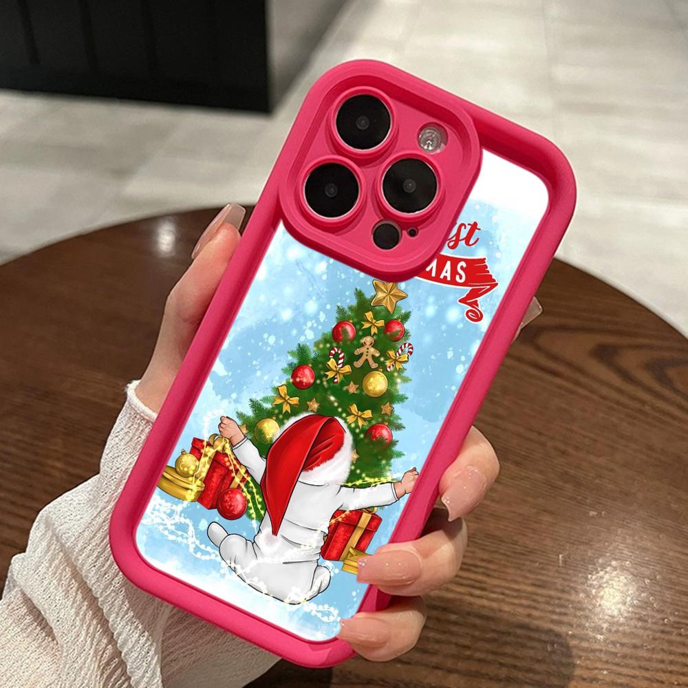 Ae108 Happy New Year Merry Christmas Phone Cases for iPhone 16 14 13 11 Pro Max 15 7 8 6s Plus 12 Mini XR XS Max SE Angel Eye Ladder Protective Cover