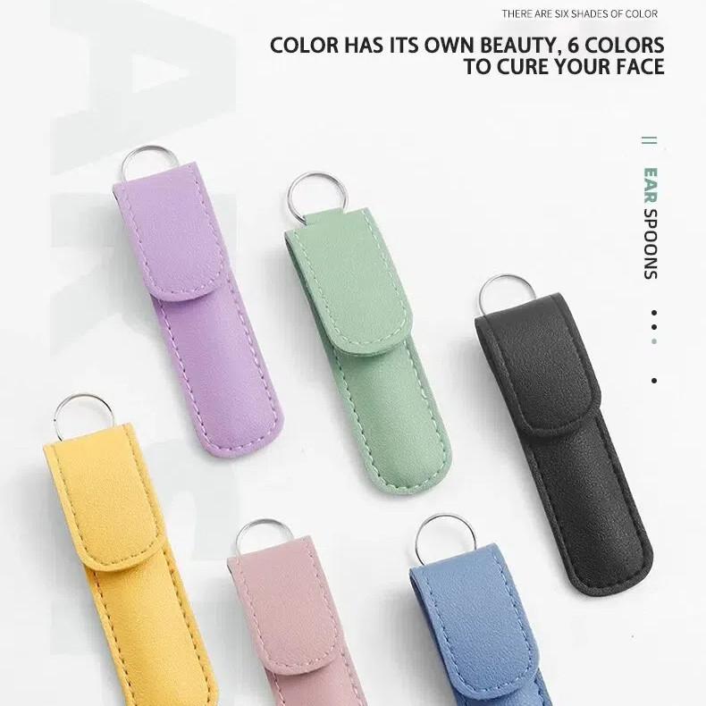 Earspoon Six-piece Ear-picking Tool Carbon Steel Ear-picking Spoon Leather Bag Ear-cleaning Spoon Easy to Carry at Home