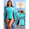 CHARMLEAKS Women Zip UV Rash Vest Long Sleeve Rashguard Shirts