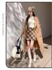 2025 Autumn/Winter Women's High-Waisted Plus Size Yellow Plaid Wool Mini Skirt