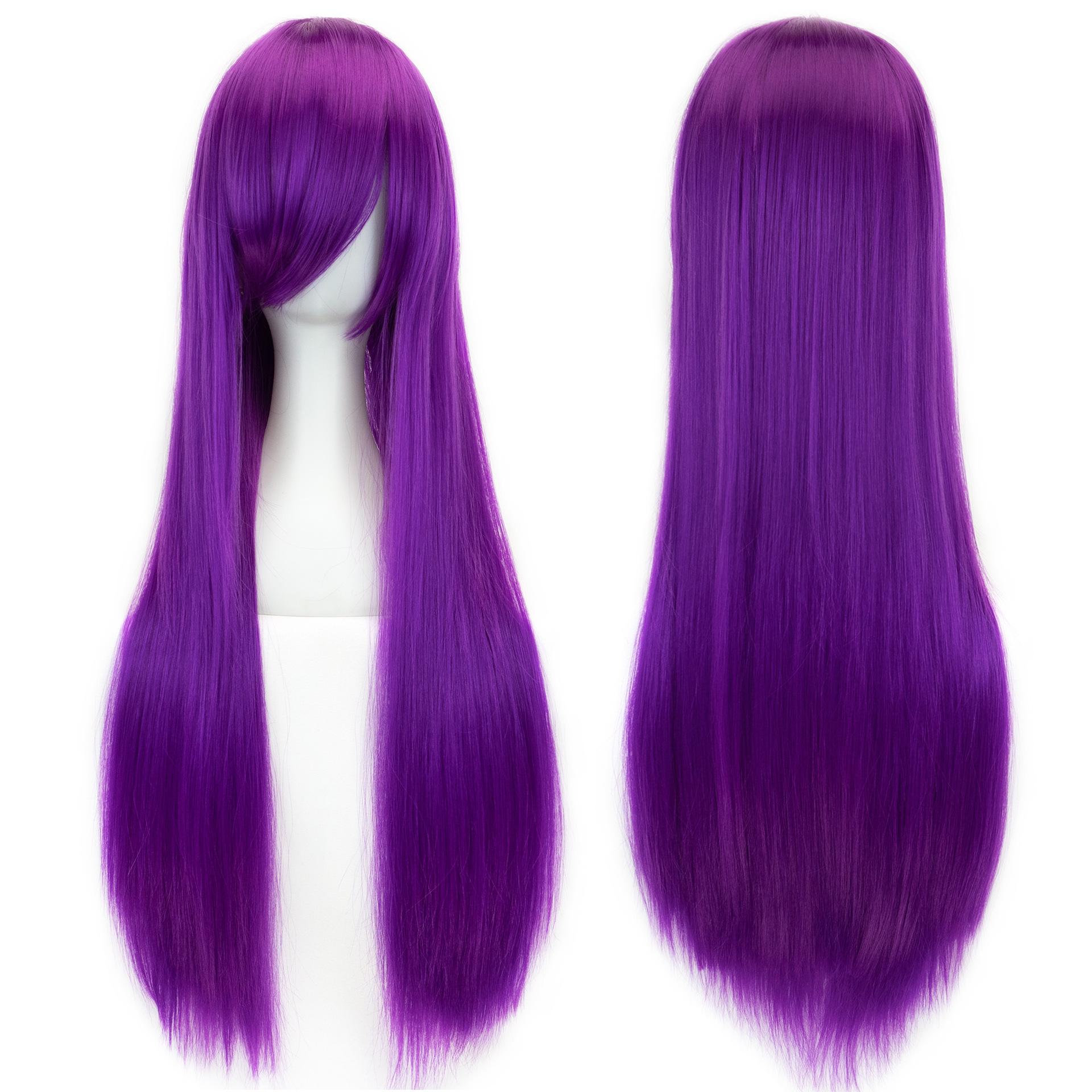Women Lady Colorful Long Straight Hair Full Wigs Cosplay Party Heat Resistant Charming Anime Wig 80cm
