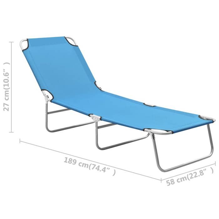 VidaXL Chaise Longue Pliable Transat de Patio Bain de Soleil d'Extérieur Chaise Longue de Terrasse Jardin Acier et Tissu 310329