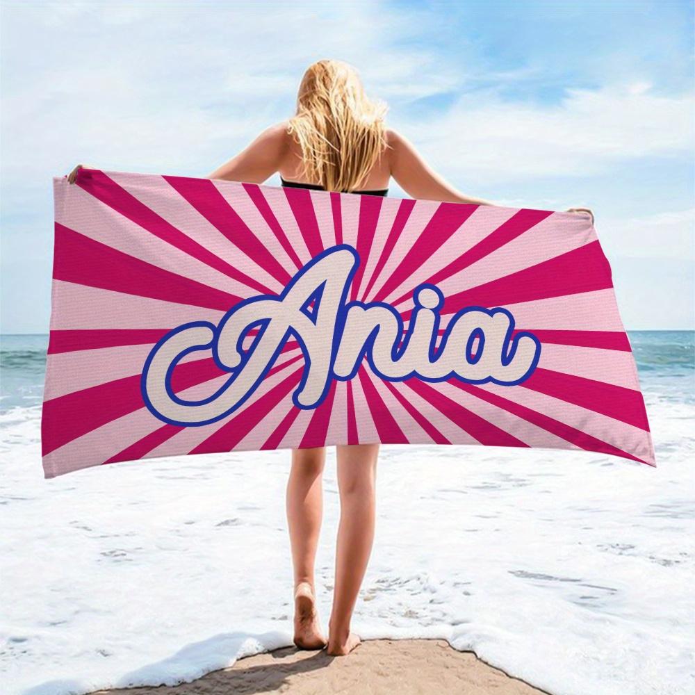 Custom Name Beach Towel – 80×160cm Large Quick-Dry Towel with Vibrant Colors for Pool, Beach, Vacation & Summer Gift