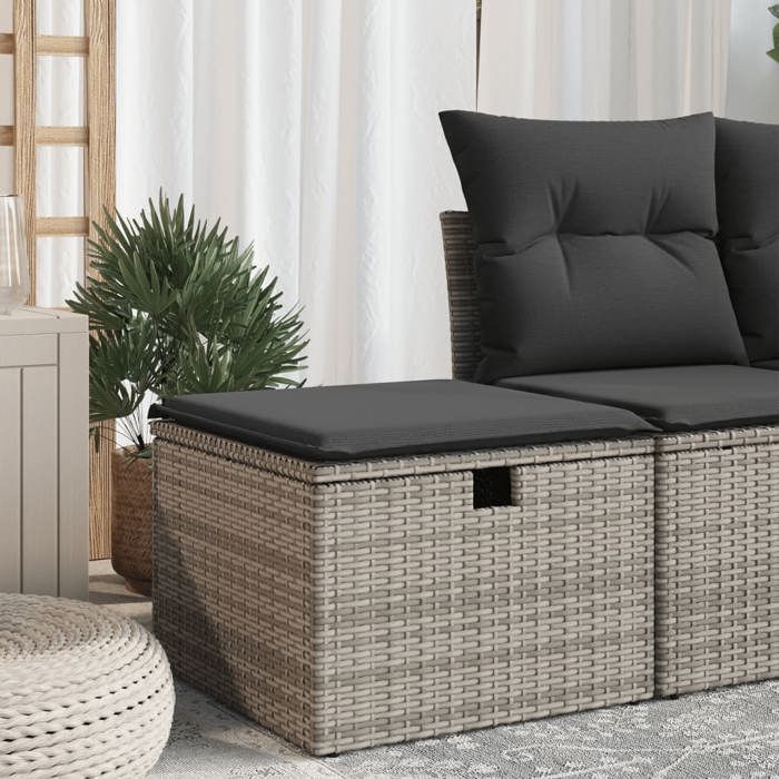 VidaXL Tabouret de Jardin avec Coussin, Siège avec Housse, Meuble de Patio Balcon Terrasse Arrière-cour Extérieur, Gris 366118