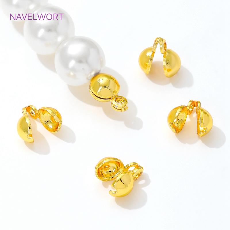 18K Gold Plated Brass Crimp Beads,End Caps For Jewelry,Caps For Bracelet,For DIY Jewelry Making Supplies,Jewelry Findings