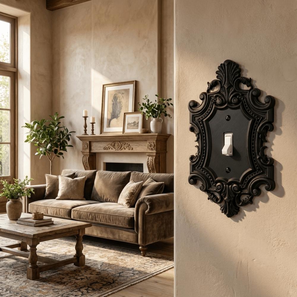 Toggle Light Switch Plate Cover Carved Decorative Wall Switch Frame Bedroom