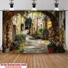 2D European Old Town Street Backdrop, Tuscan Alley Photography Background for Travel Themed Party
