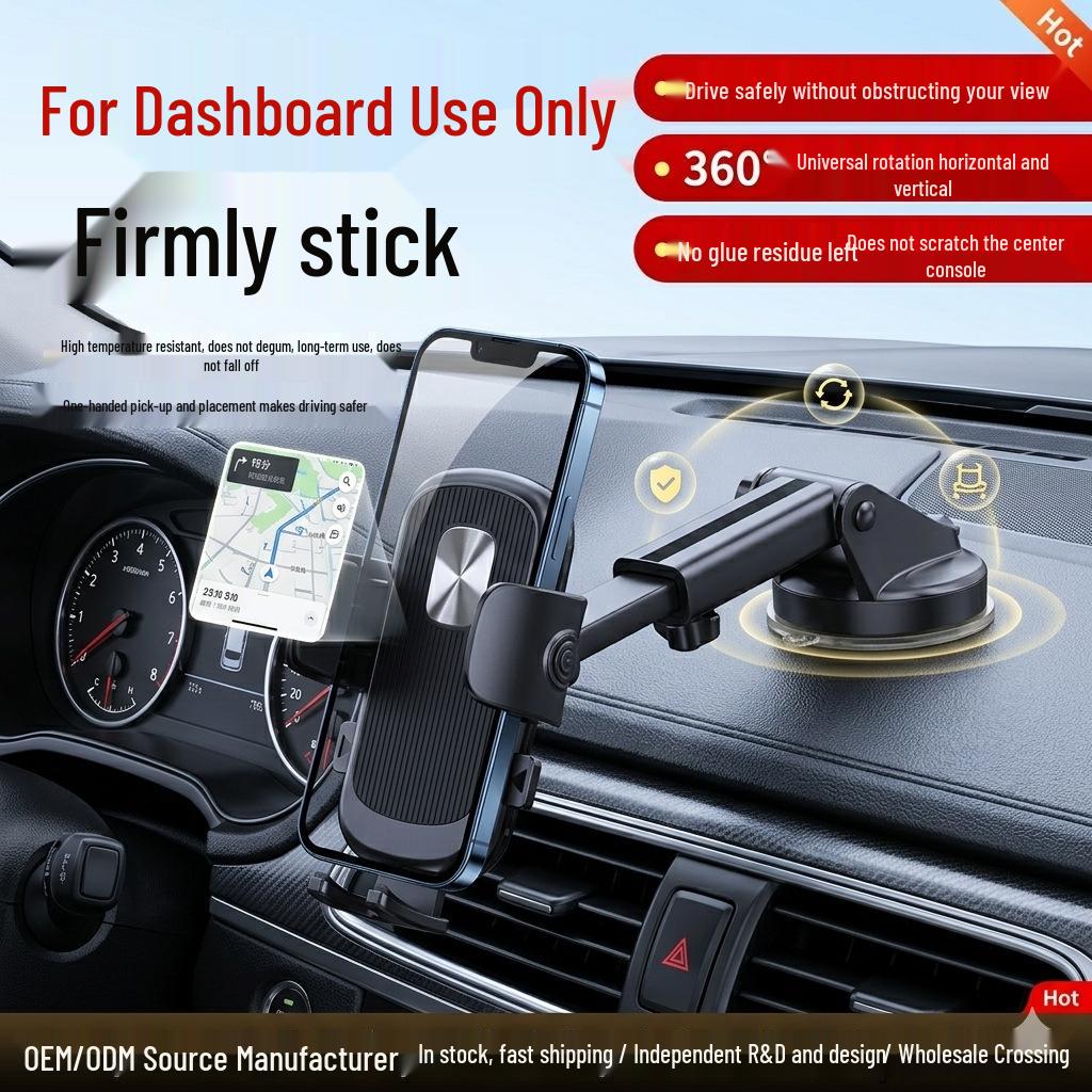Universal Car Dashboard Phone Holder with Suction Cup and 360° Rotation
