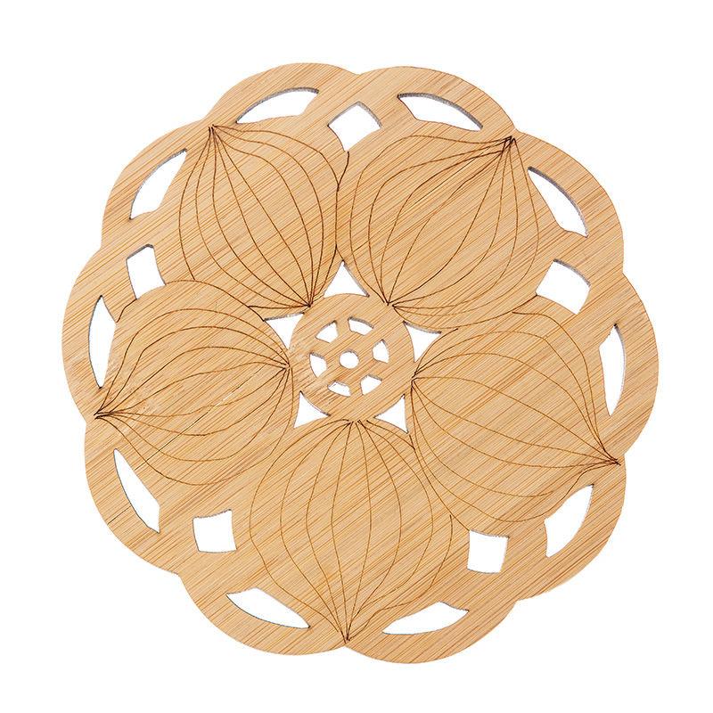 Creative Lotus Flower Drink Coasters Wooden Round Cup Mat Table Mat Tea Coffee Mug Placemat Home Decoration Kitchen Accessories