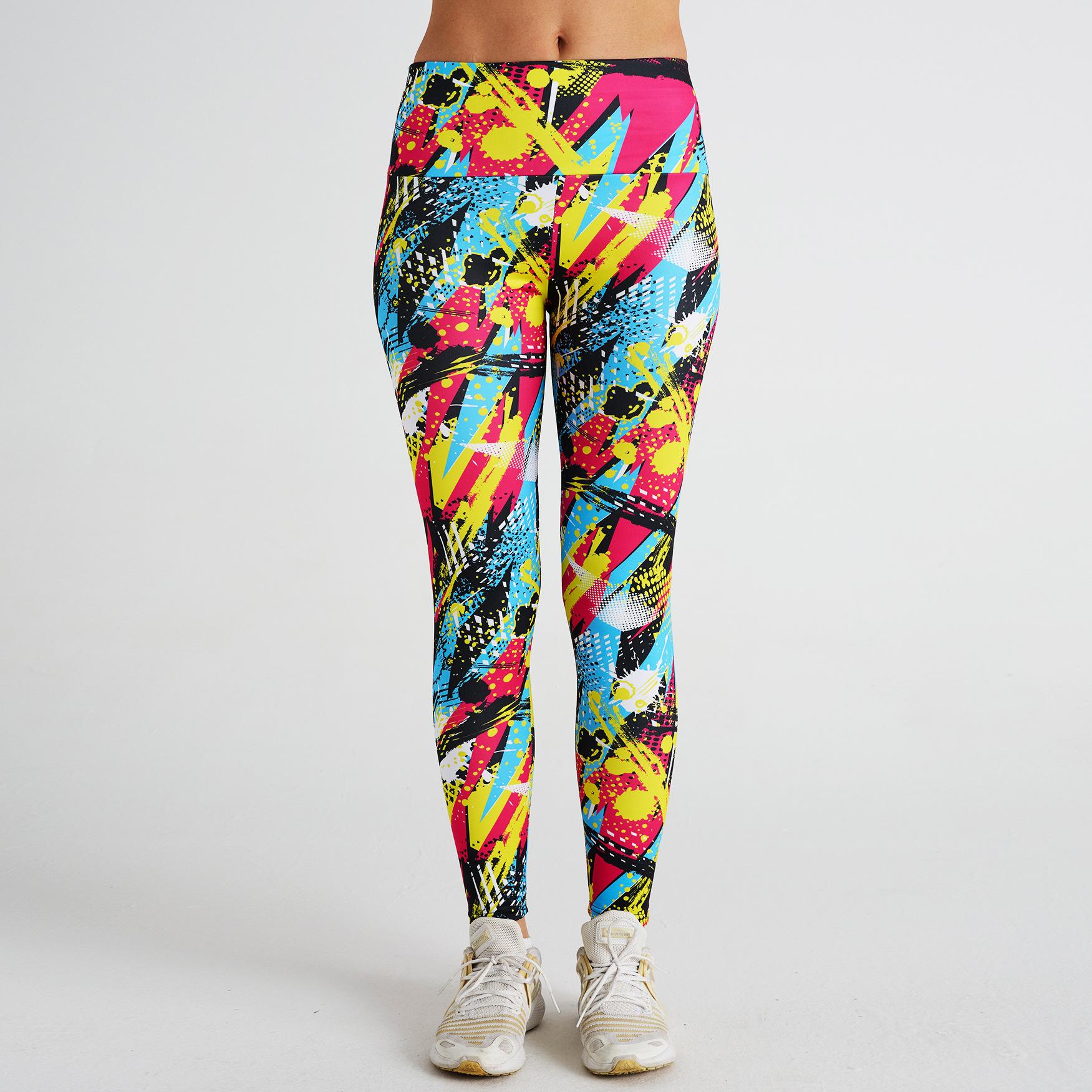 

Новые женские абстрактные принтованные штаны для йоги с высокой талией, штаны для фитнеса и занятий йогой для женщин S