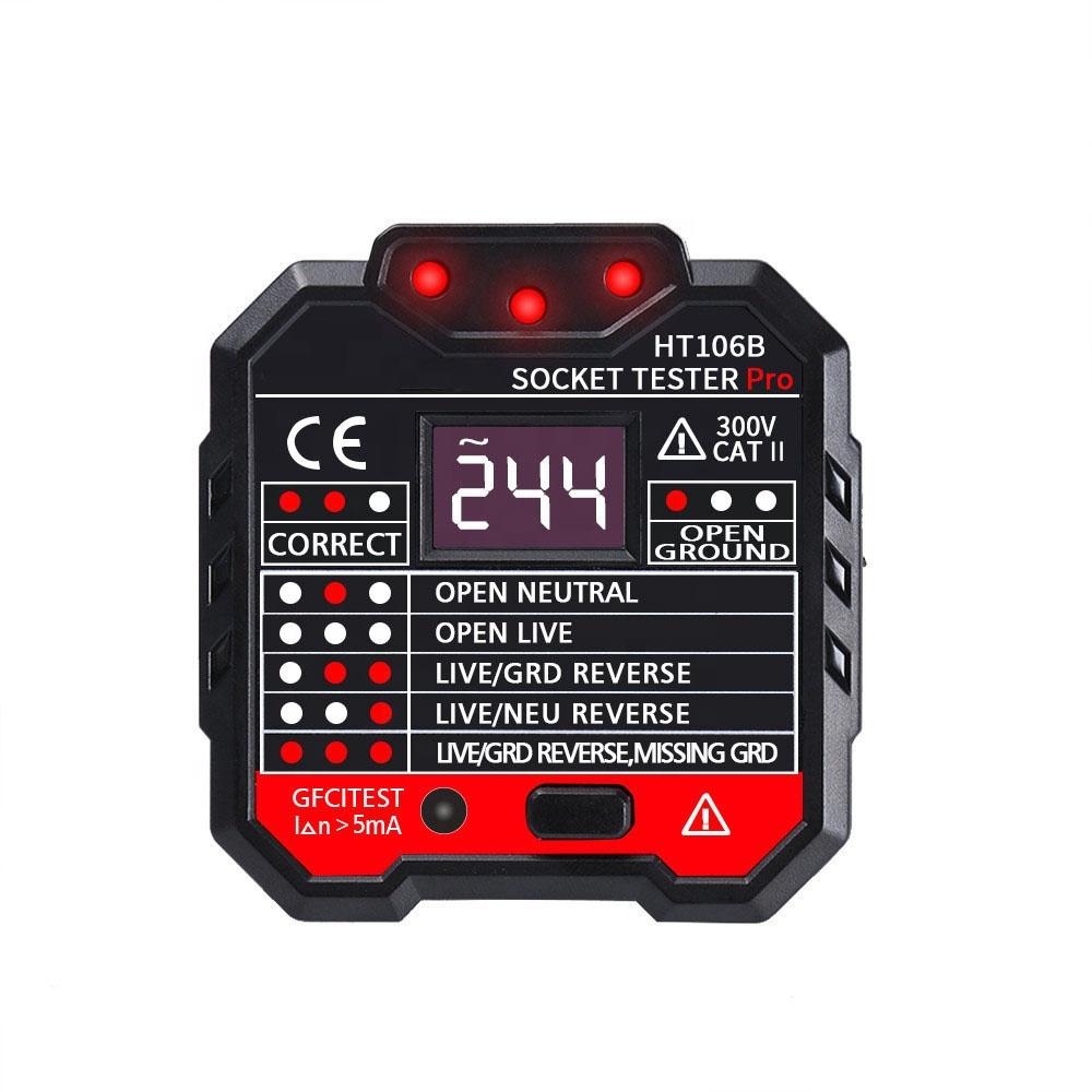 HT106B Socket Outlet Tester Circuit Polarity Voltage Detector Wall Plug Breaker Finder RCD Tester