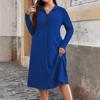 2025 Autumn/Winter European Plus Size Women's Round Neck Zippered Striped Dress
