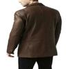 Noora Mens Dark Brown Formal Leather Blazer With Two Button | Designer Brown Meeting Wear Leather Blazer