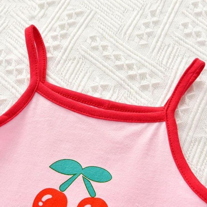 Children Summer Sleeveless T-shirt Outer Clothes Summer Girls Camisole Top Kids Girl Fruit Print Daily Homewear