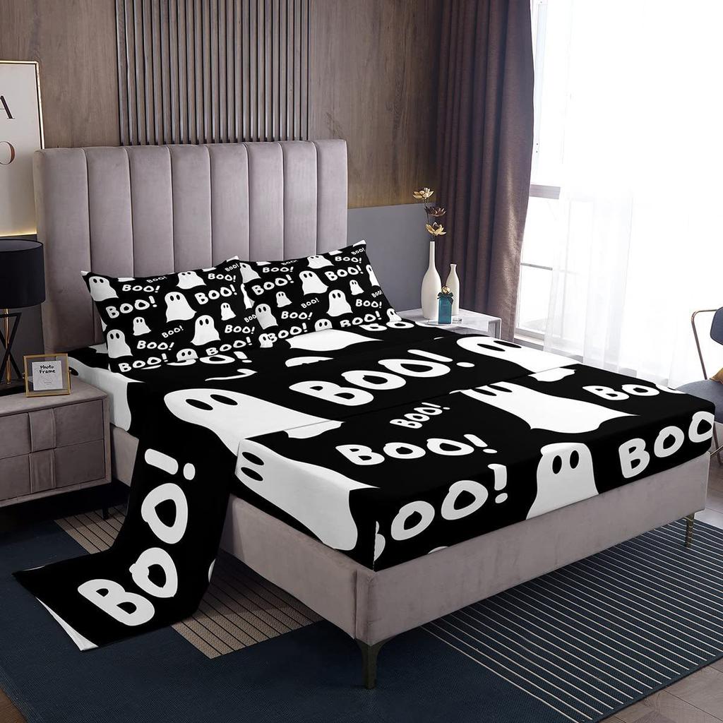 Cartoon mushroom pattern mattress four-piece bedding set bedroom dormitory bedding decoration