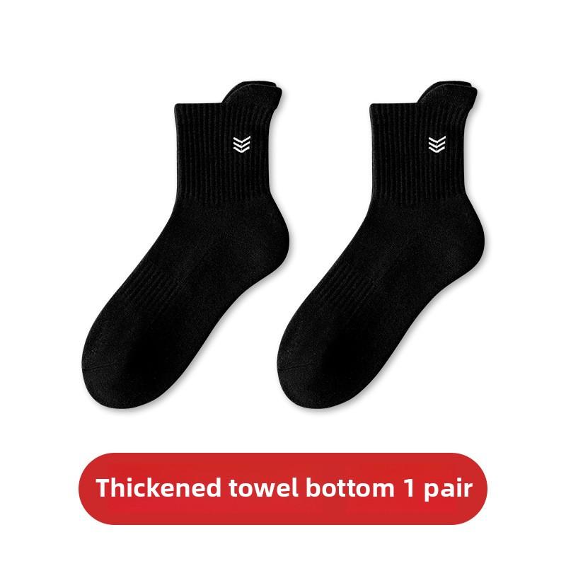Men's Winter Velvet and Thick Towel Bottom High Waist Warm Teenagers In The Tube Pure Cotton Socks