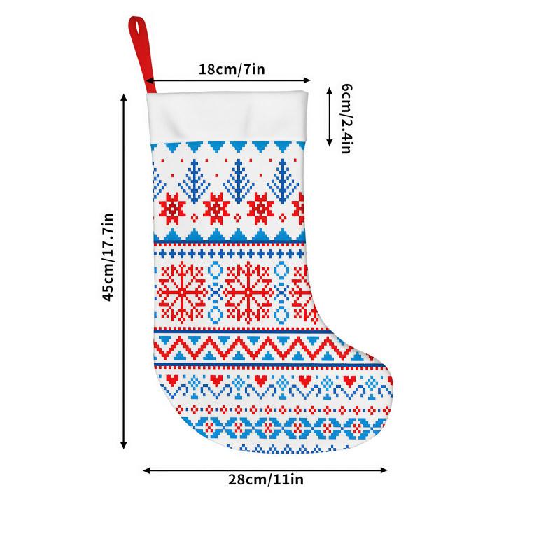 Christmas decoration fireplace hanging stocking Christmas Stockings 1pc 45.72 cm, Festive Geometric Snowflake Blue Print