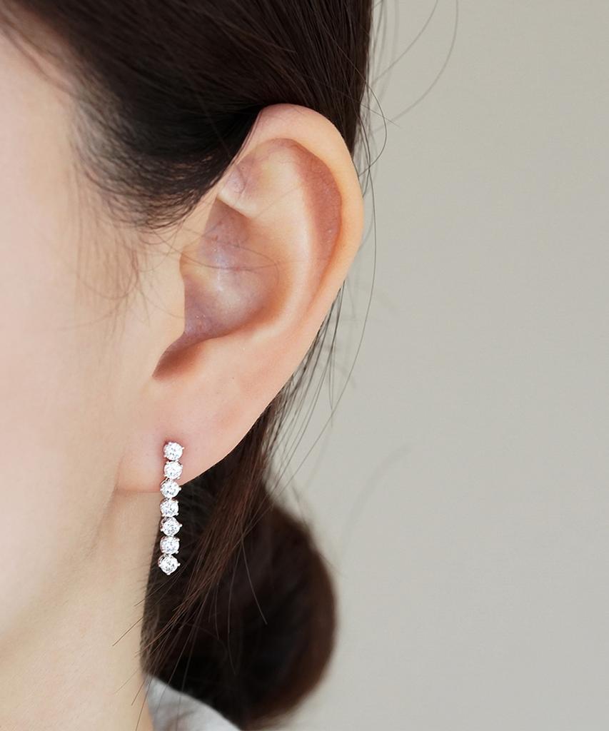 Alleun Silver 925 Cubic Drop Tennis Earrings