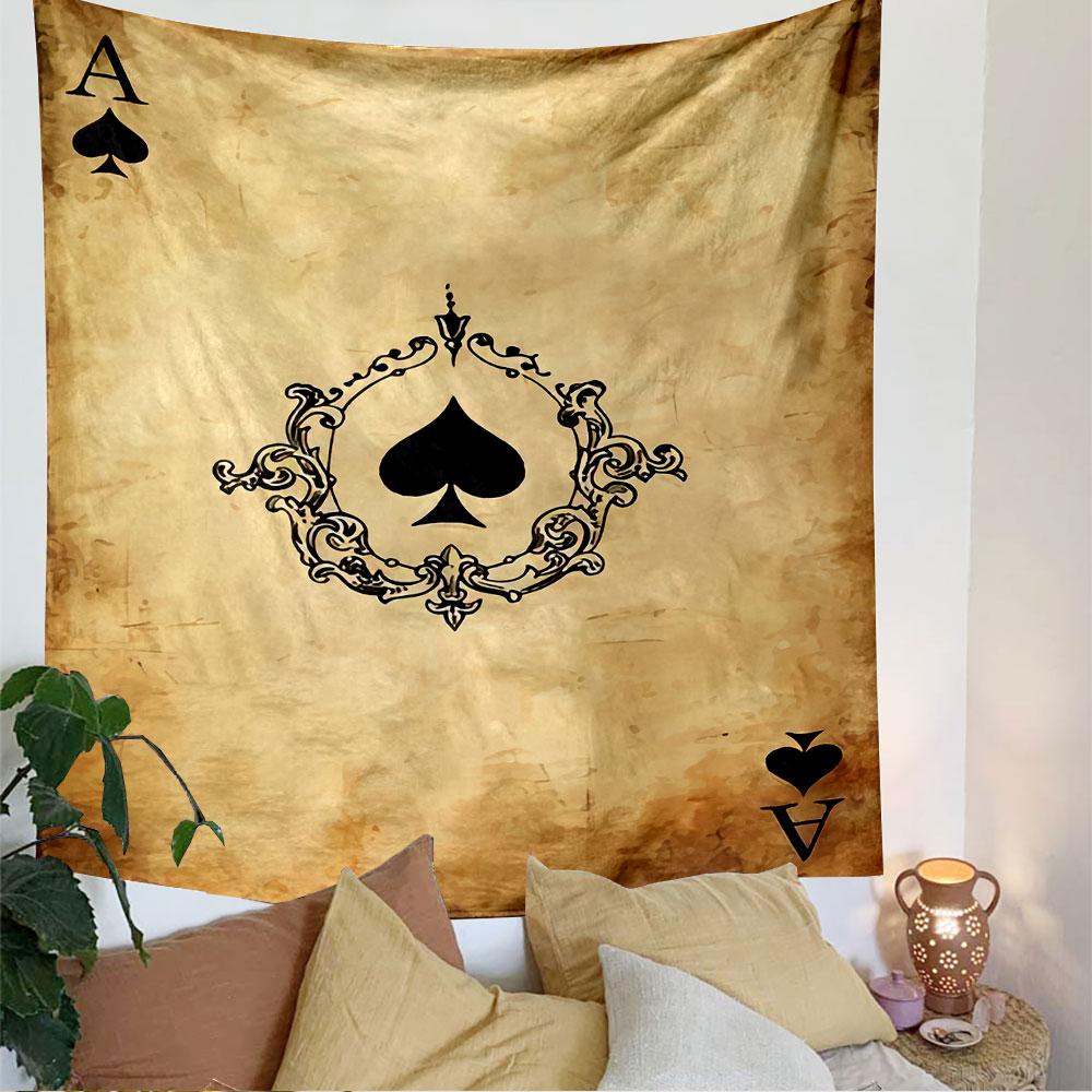 Ace Playing Card Suit Tapestry Wall Hanging, Classic Card Symbol Art, Retro Wall Decor for Bedroom Living Room Game Room