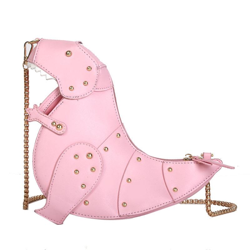 Fashion Creative Funny Three-dimensional Dinosaur Oblique Span Bag Personalized Rivet Cute Cartoon Animal Small Bag Women's Bag