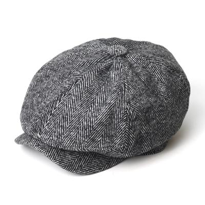 Vintage Fischgräten Newsboy Mütze Herren Winter Dick Warm Lässig Streifen Baskenmützen Gatsby Flache Mütze Schirmmütze