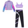 Ärmellose Weste für Mädchen Kontrastfarbene Leggings Langarm Reißverschluss Sweatshirt Print Schlittschuh Outfit Set