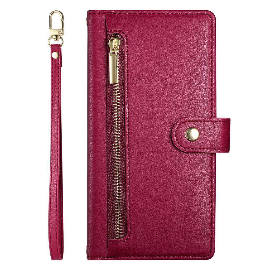 DF-011 For Oppo Reno13 5G (Global) Case Zipper Pocket Wallet Leather Phone Cover with Straps