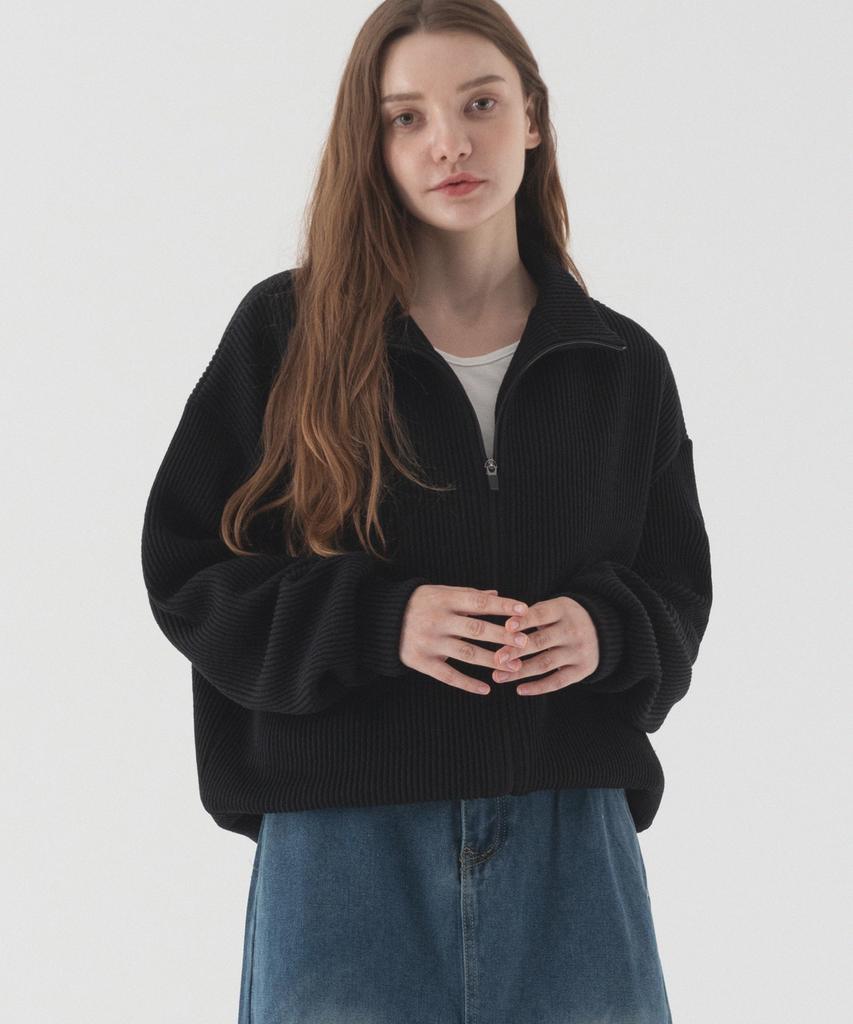 PIANER Comfortable Oversized Full-Zip Knit (Black)