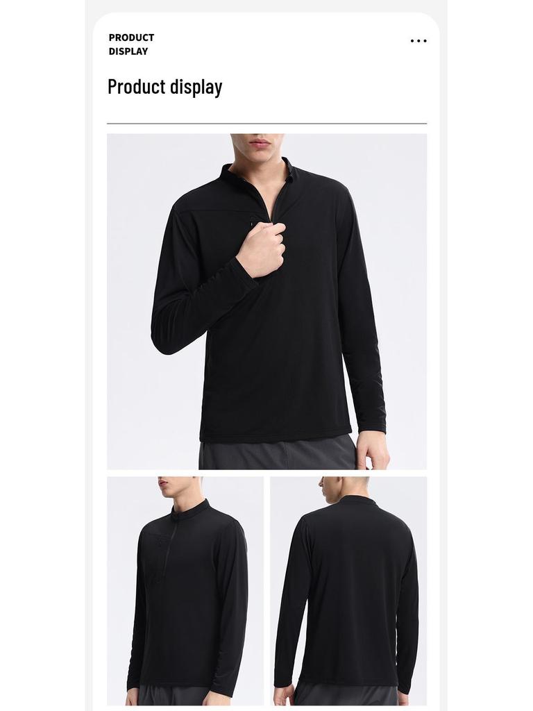 Di Jia Men's Half-Zip Quick-Dry Sports Top for Outdoor Training, Cycling, Running, and Fitness