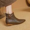 Fashion 2024 New Autumn Women Boots Fashion Chunky Heels Pointed Toe Short Boots Ankle Boots Retro Genuine Leather Ladies Shoes