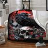 1pc Raven Skull Artwork Blanket, Lightweight Flannel Throw For Sofa, Bed, Travel, Camping, Livingroom, Office, Couch, Chair, And Bed,
