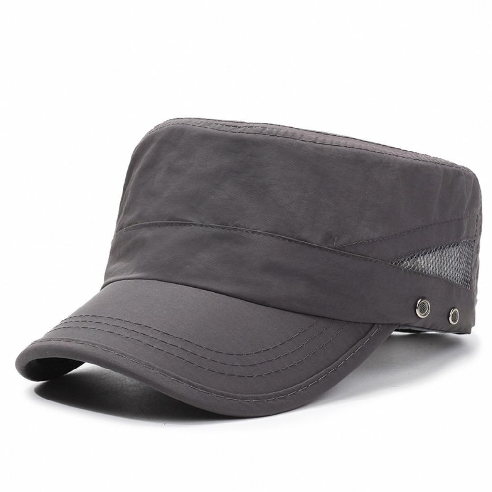 

Adjustable Flat Peaked Cap Solid Color Men’s Sun Hat Vintage Flat Top Hat Unisex темно серый