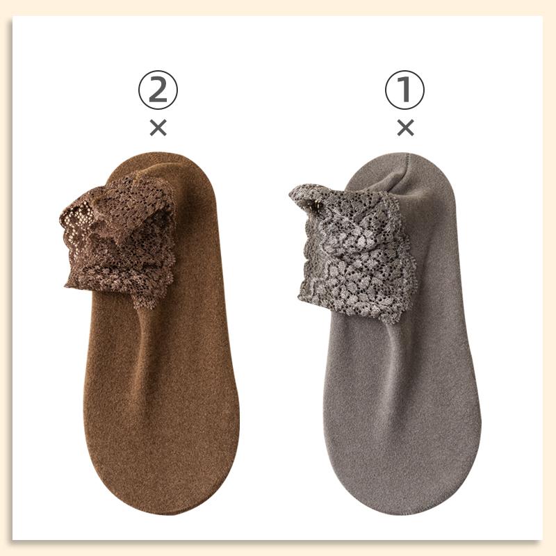6pcs=3 Pairs Autumn Winter Women Soft Velvet Lace Socks Thick Silk Socks Non-Slip Bottom Solid Fashion Lace Breathable Sock