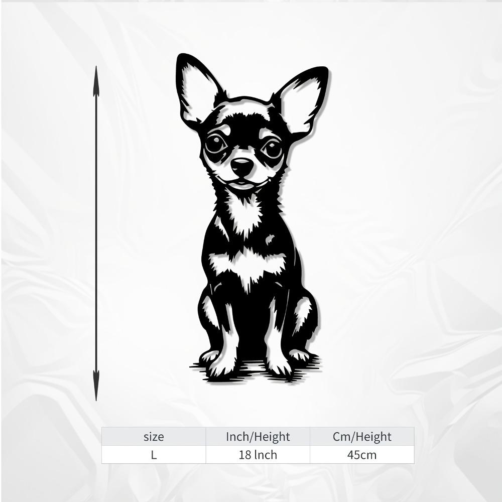 1pc Cute Chihuahua Metal Wall Art, Adorable Dog Statue Mural, Durable Decor for Home Walls Garden Fence, Christmas Easter Gift for Pet Lover