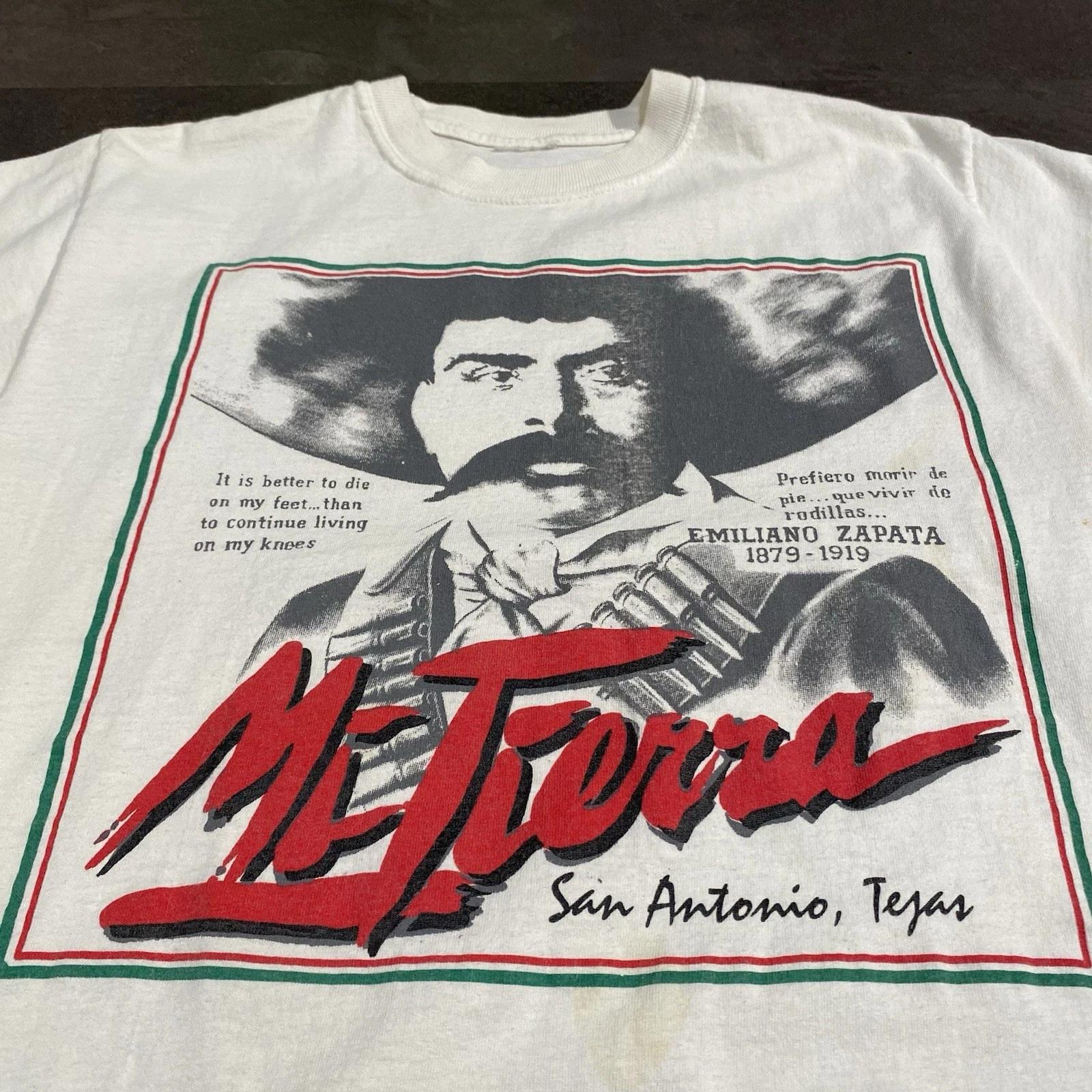 Vintage 90s Mi Tierra San Antonio Texas Emiliano Zapata T Shirt White M Mexican S