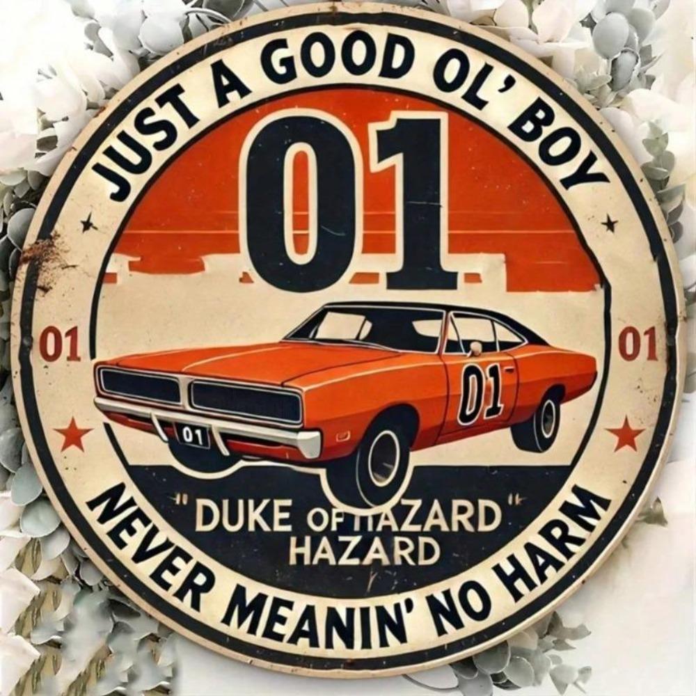 Dukes of Hazzard Vintage Metal Tin Sign Retro Wall Art Random Hole Metal Foil Engraving Cafe Bar Man Cave Gift