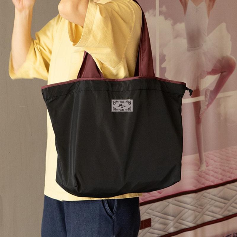 Large Foldable Waterproof Drawstring Tote - Fashionable Single Shoulder Grocery Bag