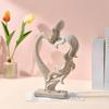 Anniversary Gift Nordic Style Couple Statue Abstract Romantic Resin Figurines Heart Shape Kissing Couple Sculpture Bedroom