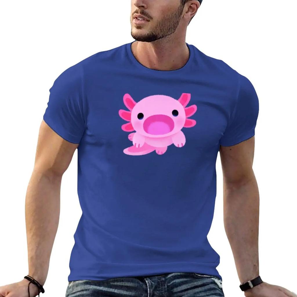 Happy axolotl - blue T-Shirt customized t shirts custom t shirts heavyweight t shirts for