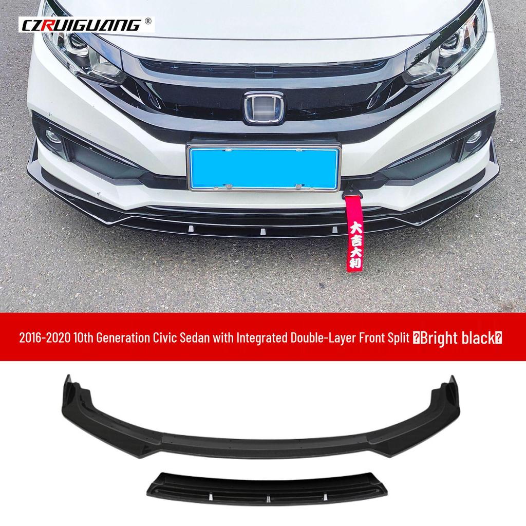 Civic 16th-20th Gen Front Lip Splitter & Rear Spoiler Kit with Double/Single-Layer Side Skirts