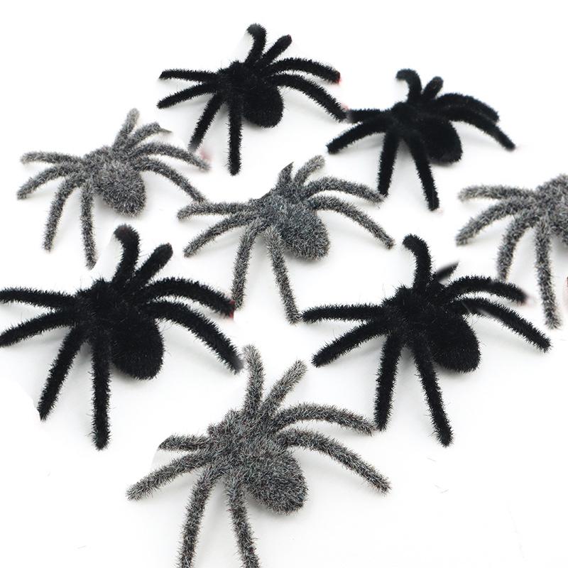 Modèle d'Araignée Araignées Peluches Amusantes pour Halloween Araignée Noire Floquée 3D Réaliste Araignée de Simulation Cartoon Décorations de Fête de Bar