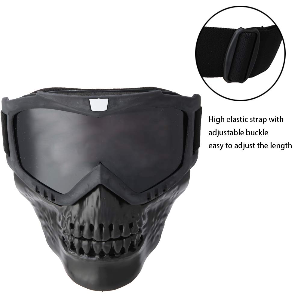[Ongwan] Totenkopf Motorradbrille Unisex Outdoor Abnehmbare Motorradbrille Helm Motorrad Ski Sport Rennen (Grau)
