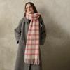 Designer Wool Plaid Scarf Women's Autumn and Winter Increase the Soft and Simple Atmosphere Pink Plaid Scarf Shawl