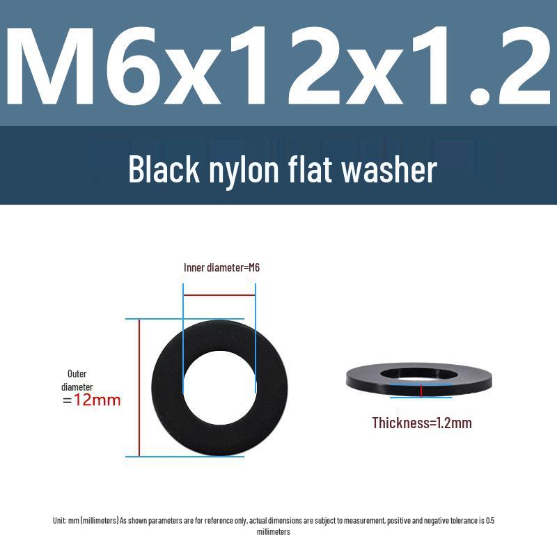 Yigu High-Temperature Insulated Black Nylon Flat Washer (M2, M3, M10, M16, M24)