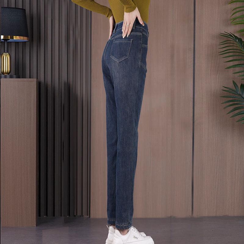 Brand Women's 2025 Autumn/Winter Velvet-Lined Skinny Jeans for Petite Figure