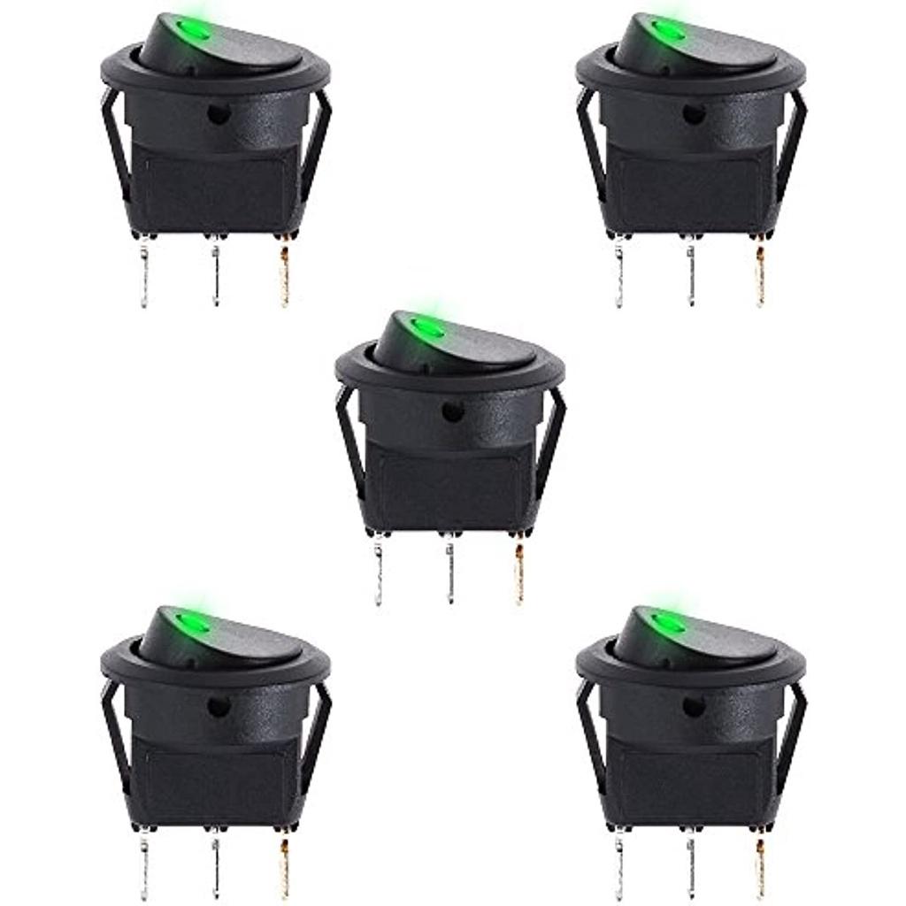 10 Pieces Toggle Switch Dc 12 V 20 A; Car Boot / Truck Trailer Illuminated Round Switch / Rocker Button With 5-Colour Led Dot-Light.