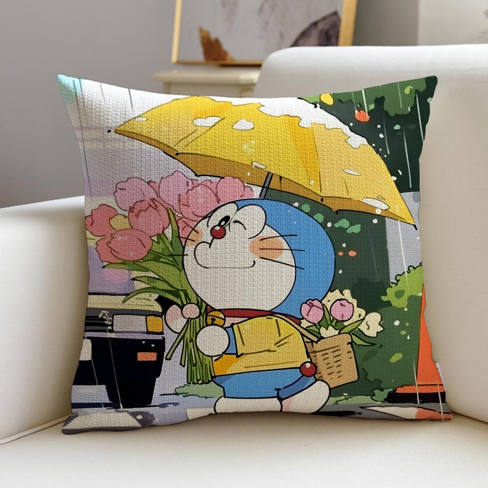 Classic DDoraemonS Cushion Cover Breathable and skinfriendly linen pillowcase square removable and washable cushion