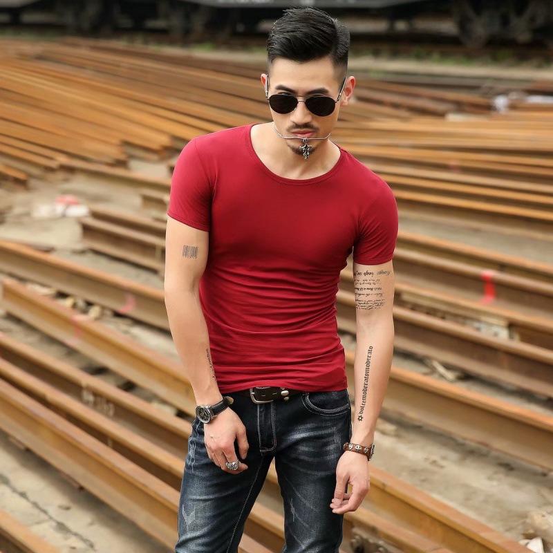 Men's Crew Neck T-Shirts, Summer Classic Tees, Short Sleeve Muscle Shirt Base Fitness Tee Tops